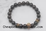 CGB7360 8mm coffee jasper bracelet with skull for men or women