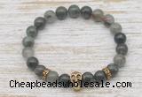 CGB7363 8mm blood jasper bracelet with skull for men or women