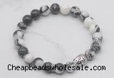 CGB7369 8mm black & white jasper bracelet with buddha for men or women