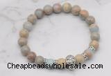 CGB7374 8mm serpentine jasper bracelet with skull for men or women