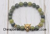 CGB7380 8mm Canadian jade bracelet with leopard head for men or women