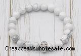 CGB7390 8mm white howlite bracelet with skull for men or women