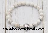 CGB7391 8mm white howlite bracelet with tiger head for men or women