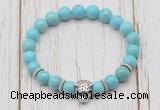 CGB7392 8mm blue howlite bracelet with tiger head for men or women