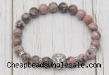 CGB7402 8mm rhodonite bracelet with lion head for men or women