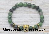 CGB7421 8mm ruby zoisite bracelet with leopard head for men or women