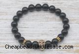 CGB7423 8mm black tourmaline bracelet with skull for men or women