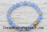 CGB7439 8mm blue banded agate bracelet with skull for men or women