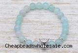 CGB7440 8mm sea blue banded agate bracelet with leopard head for men or women