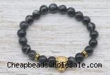 CGB7445 8mm black banded agate bracelet with tiger head for men or women