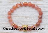 CGB7450 8mm fire agate bracelet with leopard head for men or women