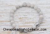 CGB7455 8mm white crazy lace agate bracelet with buddha for men or women