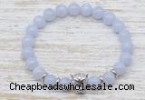 CGB7460 8mm blue lace agate bracelet with leopard head for men or women