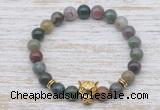 CGB7465 8mm Indian agate bracelet with leopard head for men or women