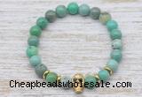 CGB7467 8mm grass agate bracelet with skull for men or women