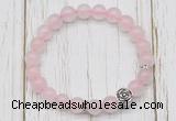 CGB7486 8mm rose quartz bracelet with flower charm for men or women