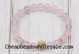 CGB7487 8mm rose quartz bracelet with owl head for men or women