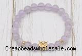 CGB7488 8mm lavender amethyst bracelet with owl head for men or women