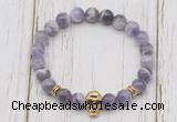 CGB7491 8mm dogtooth amethyst bracelet with skull for men or women