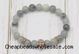 CGB7504 8mm seaweed quartz bracelet with skull for men or women