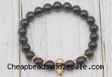 CGB7511 8mm garnet bracelet with skull for men or women