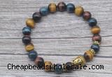 CGB7521 8mm colorfull tiger eye bracelet with buddha for men or women