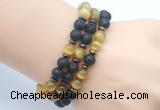 CGB7613 8mm black lava & golden tiger eye mala stretchy bracelets