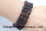 CGB7615 8mm black lava & red tiger eye mala stretchy bracelets