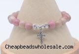 CGB7751 8mm pink wooden jasper bead with luckly charm bracelets