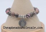 CGB7802 8mm rhodonite bead with luckly charm bracelets wholesale