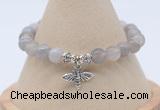 CGB7838 8mm grey banded agate bead with luckly charm bracelets