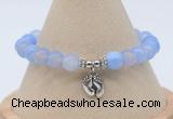 CGB7839 8mm blue banded agate bead with luckly charm bracelets