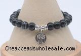 CGB7845 8mm black banded agate bead with luckly charm bracelets