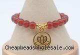 CGB7847 8mm red agate bead with luckly charm bracelets