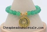 CGB7848 8mm green agate bead with luckly charm bracelets