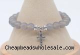 CGB7853 8mm grey agate bead with luckly charm bracelets