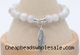 CGB7855 8mm white crazy lace agate bead with luckly charm bracelets