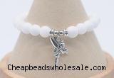 CGB7870 8mm white candy jade bead with luckly charm bracelets