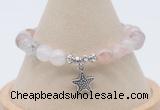 CGB7896 8mm pink quartz bead with luckly charm bracelets