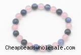 CGB8010 8mm rose quartz & sodalite gemstone beaded stretchy bracelets