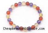 CGB8027 8mm amethyst, citrine & red agate beaded stretchy bracelets