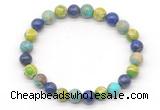 CGB8032 8mm lapis lazuli, blue & green sea sediment jasper beaded stretchy bracelets