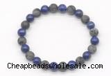 CGB8035 8mm lapis lazuli & matte black labradorite beaded stretchy bracelets