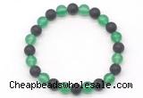 CGB8046 8mm green agate & matte black agate beaded stretchy bracelets