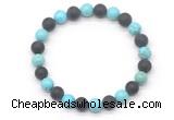 CGB8054 8mm blue howlite & matte black agate beaded stretchy bracelets