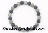 CGB8072 8mm labradorite & black lava beaded stretchy bracelets