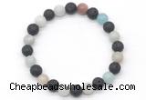 CGB8076 8mm amazonite & black lava beaded stretchy bracelets