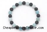 CGB8077 8mm amazonite & black lava beaded stretchy bracelets