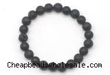 CGB8079 8mm matte black agate & black lava beaded stretchy bracelets