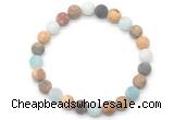 CGB8080 8mm matte amazonite, picture jasper & picasso jasper beaded stretchy bracelets